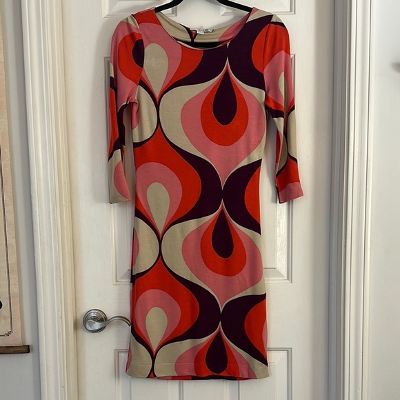 Boden mod print dress 2P pink purple - Picture 1 of 5